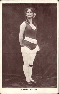 Strong Woman Circus Maud Atlas SCARCE c1910 Postcard