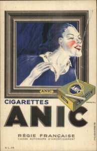 ANIC Cigarettes Art Deco GREAT IMAGE Woman Smoking French Postcard DRANSY