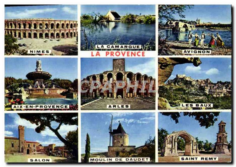 Postcard Modern Provence Nimes Camargue in Provence Arles Avignon Aix Les Bau...
