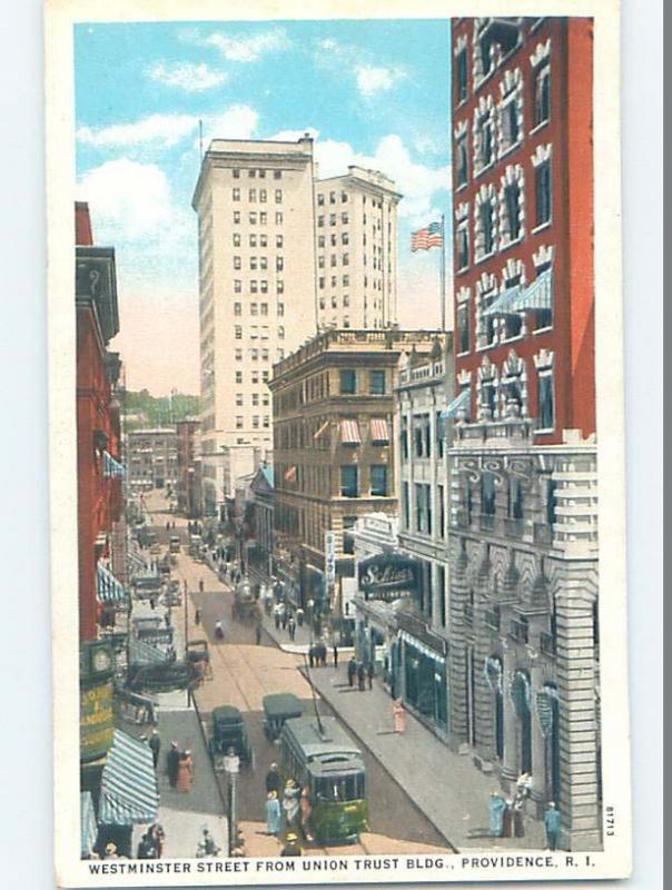 Unused W-Border STREET SCENE Providence Rhode Island RI W1580