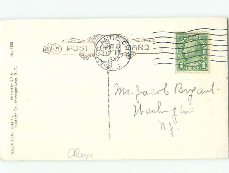 Bamforth Comic FAT WOMAN LIES DOWN ON THE BEACH AC0067