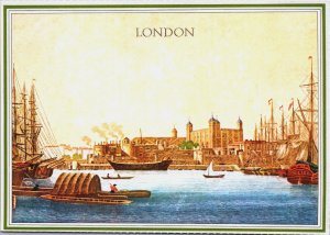 England London the Tower with the Thames Harbour Vintage Postcard BS.27