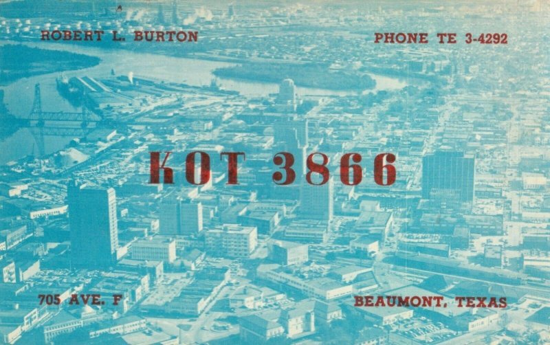 BEAUMONT, Texas, 1940-50s; Aerial View, QSL