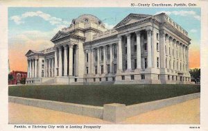 County Court House Pueblo Colorado 1943 linen postcard