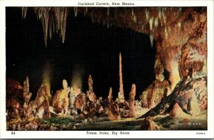 Vtg 1930s Totem Poles Big Room Carlsbad Cavern New Mexico NM Linen Postcard