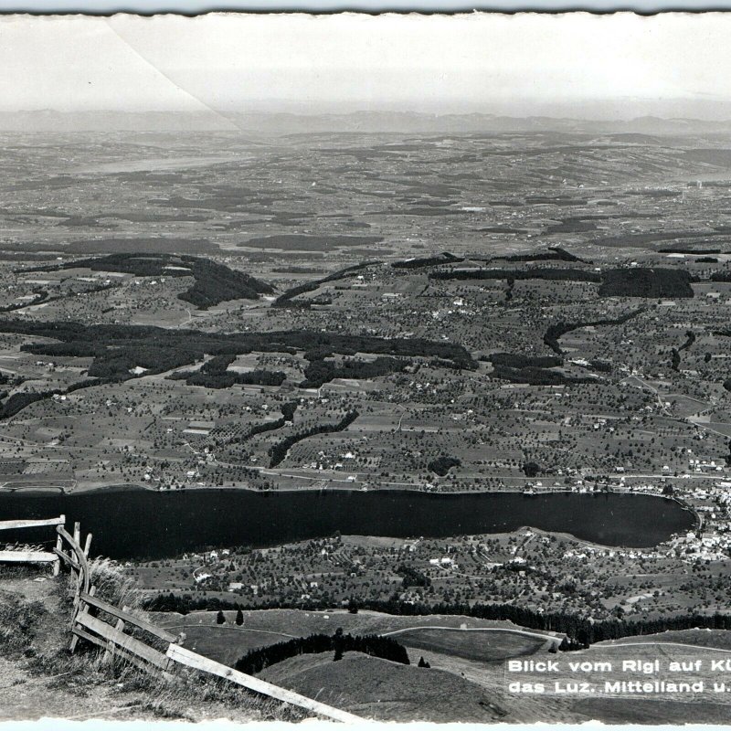 c1950s Kuessnacht Rigi Kulm Peak RPPC Birds Eye Photo Postcard Switzerland A4