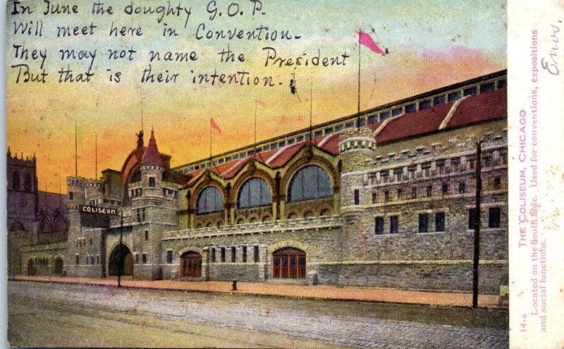 1908 The Coliseum Chicago IL Postcard