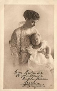 PRUSSIAN PRINCESS CECILIE w/ DAUGHTER 1916 ANTIQUE POSTCARD