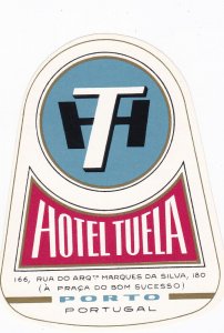 Portugal Porto Hotel Tuela Vintage Luggage Label sk2745