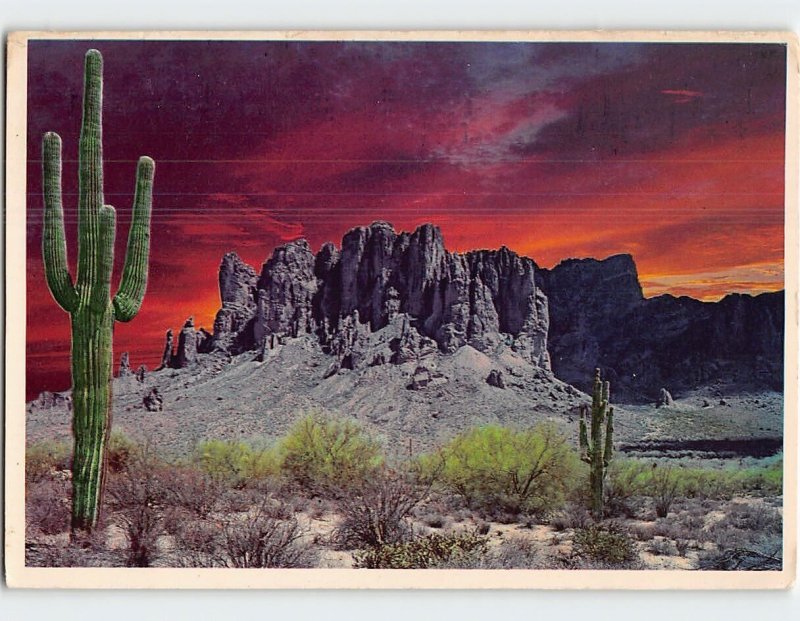 Postcard The Sun Rises Behind Famous Superstition Mountain, Arizona