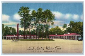 Charleston South Carolina SC Postcard Lord Ashley Motor Court Roadside c1940's