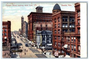 1910 Farnam Street Looking West From 15th Streetcar Road Omaha Nebraska Postcard