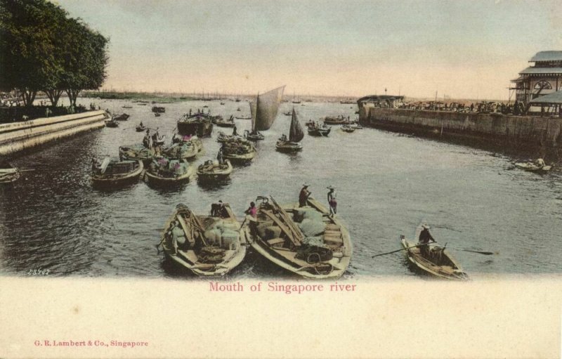 straits settlements, SINGAPORE, Mouth of Singapore River (1899) Postcard
