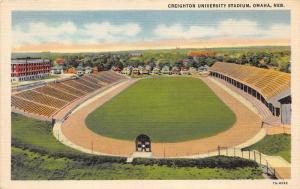 Omaha Nebraska~Creighton University Sports Stadium~Houses Bknd~1937 Postcard