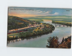 Postcard Bird's Eye View of River in Pennsylvania