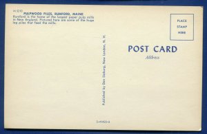 Pulpwood Piles Rumford Maine me old postcard
