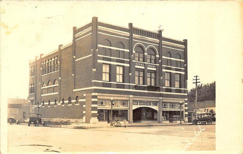 Anthony KS Opera House Movie Posters Old Cars RPPC Postcard