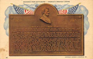 Souvenir from Gettysburg, Lincoln's Gettysburg address USA Civil War Unused 