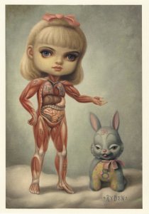 Female Anatomy Tattoo Toy Rabbit Surrealism Painting 8x6 Postcard