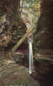 Vintage Postcard Cavern Cascade Falls Watkins Glen New York NY Baker Bros Pub.