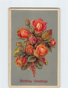 Postcard Birthday Greetings with Roses Art Print