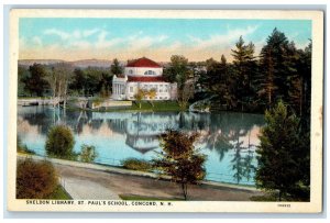 c1950's Sheldon Library St. Paul's School Pond Concord New Hampshire NH Postcard 