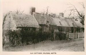 C-1910 Nottinghamshire UK Old Cottages Wiford Notts RPPC Photo Postcard 2091