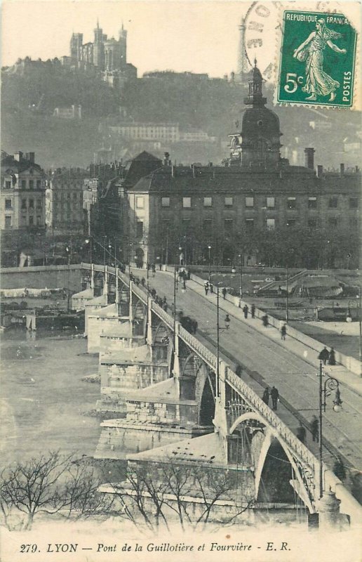 France Lyon Pont de la Guillotiere et Fourviere Postcard