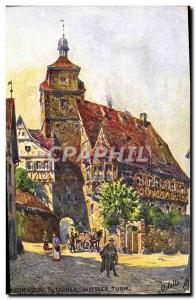 Old Postcard Fancy Rothenburg Tauber Weisser Turm