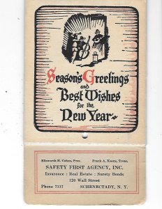 6 by 3.5 inch Season's Greetings Best Wishes New Year Calendar 1928