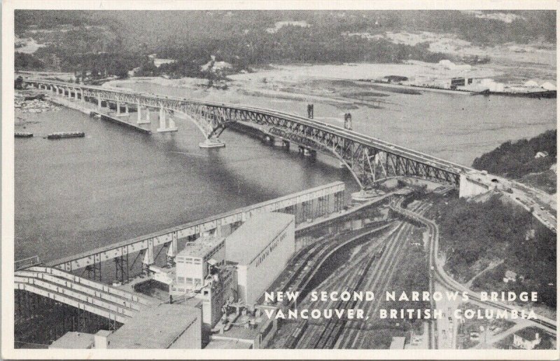 Vancouver BC New Second Narrows Bridge Information Specifications Postcard F95