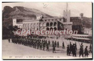 Old Postcard Monaco Le Defile Of Troops In front of the palace