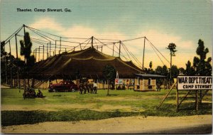 Vtg Camp Stewart Georgia GA Theater War Department 1940s Linen Postcard