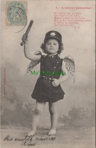 Children Postcard - L'Amour Policeman - Young Child Police Officer RS31885
