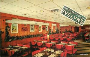 1950s BELMAR NJ Evelyn's Seafood Restaurant Cocktail lounge postcard 1885