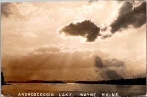RPPC, Skies Above Androscoggin Lake, Wayne ME c1954 Vintage Postcard Y67