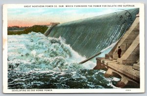 Thompson Minnesota~Great Northern Power Co Dam Waterfall~PM 1927~Vintage PC