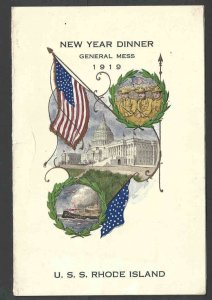 1919 U.S.S. Rhode Island New Year Dinner Menu