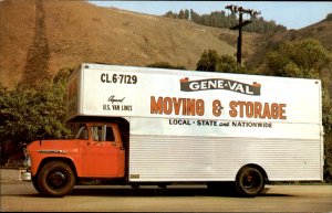 Los Angeles CA Gene Val Van & Storage Moving Truck c1950-60s Vintage Postcard