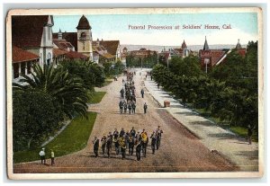 1907-15 Funeral Procession At Soldiers Home Postcard California Band Street Ca 