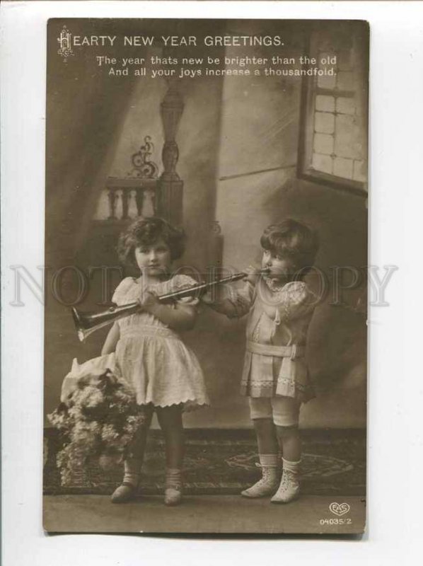 3046612 Lovely Girls w/ Big PIPE vintage PHOTO X-mas NEW YEAR