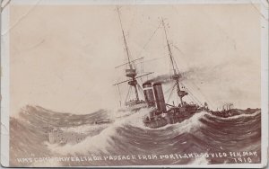 HMS 'Commonwealth' Ship 1910 British Navy Battleship RPPC Postcard H32 *as is