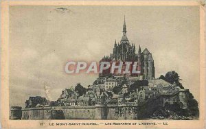 Old Postcard Mont Michel S s ramparts and Abbey