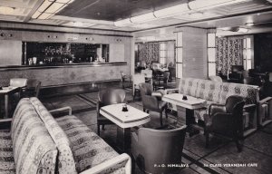 P. O. Himalaya Innenansicht First Class Verandah Cafe Ship Real Photo Postcard