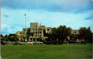 Vtg US Veterans Hospital Old Cars Flag Albuquerque New Mexico NM Postcard