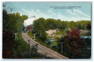 1910 Birds Eye View Burlington Route Passenger Train Quincy Illinois IL Postcard