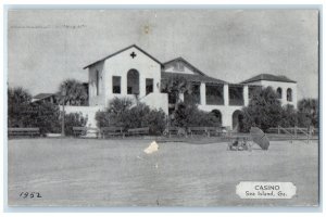 c1940 Exterior View Casino Sea Island Building Georgia Vintage Unposted Postcard