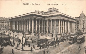 Vintage Postcard 1910's Paris La Bourse The Exchange France