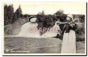 Old Postcard Belgium Coo Waterfall and old Ardennes Folklore suit