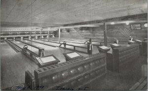 Interior Eight Bowling Alleys The Buckhorn Long Lake Minnesota MN Postcard